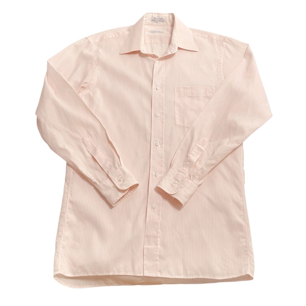Christian Dior Pink Striped Dress Shirt Men’s 14.5 32/33 Long Sleeve Vintage USA - Picture 4 of 16